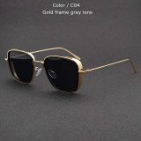 Luxury Steampunk Vintage Square Metal Frame Sunglasses