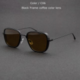 Luxury Steampunk Vintage Square Metal Frame Sunglasses