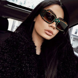 Women's Retro Rectangle Diamond Square Sunglasses