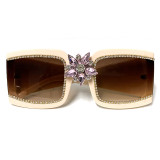Women's Retro Rectangle Diamond Square Sunglasses