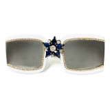 Women's Retro Rectangle Diamond Square Sunglasses