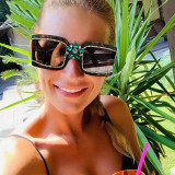 Women's Retro Rectangle Diamond Square Sunglasses