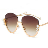 Women's Luxury Round Pearl Pilot Modis Sunglasses