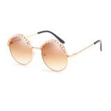 Women's Luxury Vintage Round Pearls Sunglasses