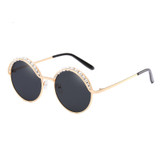 Women's Luxury Vintage Round Pearls Sunglasses
