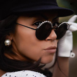 Women's Luxury Vintage Round Pearls Sunglasses