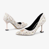 Women Rhinestone Pointed Toe Wild Stiletto Heels