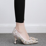 Women Rhinestone Pointed Toe Wild Stiletto Heels