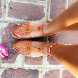 Women Flat Cut-Out Buckled Woven Sandals
