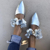 Women Fringed Pointed Pearl Rhinestone Women's Beach Slippers