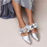 Women Fringed Pointed Pearl Rhinestone Women's Beach Slippers