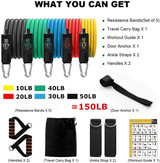 Resistance Bands Set Exercise Bands with Door Anchor Legs Ankle Straps for Resistance Training Physical Therapy Home Workouts
