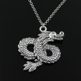 TIBETAN SILVER DESIGNED DRAGON PENDANT WITH STAINLESS STEEL NECKLACE