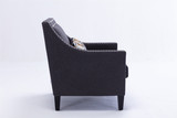 Modern Leisure chair accent armchair living room lounge chair with nailheads and solid wood legs Charcoal linen