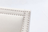Modern Leisure chair accent armchair living room lounge chair with nailheads and solid wood legs Beige Linen