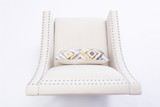 Modern Leisure chair accent armchair living room lounge chair with nailheads and solid wood legs Beige Linen
