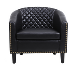 Accent Barrel Office chair living room chair with nailheads and solid wood legs Black pu leather