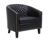Accent Barrel Office chair living room chair with nailheads and solid wood legs Black pu leather