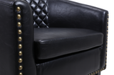 Accent Barrel Office chair living room chair with nailheads and solid wood legs Black pu leather