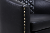 Accent Barrel Office chair living room chair with nailheads and solid wood legs Black pu leather