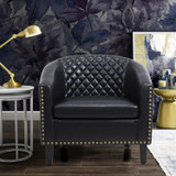 Accent Barrel Office chair living room chair with nailheads and solid wood legs Black pu leather