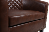 Accent Barrel Office chair living room chair with nailheads and solid wood legs Brown pu leather