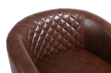 Accent Barrel Office chair living room chair with nailheads and solid wood legs Brown pu leather