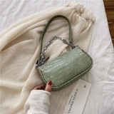 Fashion Crocodile Pattern Baguette bags MINI PU Leather Shoulder Bags For Women 2020 Chain Design Luxury Hand Bag Female Travel Fashion Crocodile Pattern Baguette bags MINI PU Leather Shoulder Bags For Women 2020 Chain Design Luxury Hand Bag Female Travel