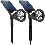 2 Pack - Solar Lights, Waterproof 4 LED Solar Spotlight Adjustable Wall Light Landscape Light Security Lighting