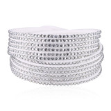 Women's Rhinestone Leather Multilayer Wrap Crystal Bangles Bracelets