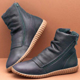 Flat Heel Zipper Boots