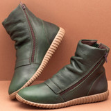 Flat Heel Zipper Boots