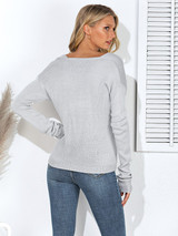 Surplice Neck Long Sleeve Casual Sweater