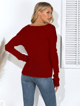 Surplice Neck Long Sleeve Casual Sweater