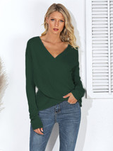 Surplice Neck Long Sleeve Casual Sweater
