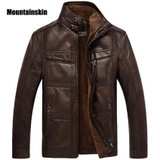 Mountainskin Leather Jacket Men Coats 5XL Brand High Quality PU Outerwear Men Business Winter Faux Fur Male Jacket Fleece EDA113