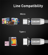 USLION Magnetic USB Cable Fast Charging USB Type C Cable Magnet Charger Data Charge Micro USB Cable Mobile Phone Cable USB Cord