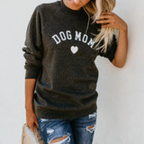 DOG MOM Funny Letter Print Sweatshirt Dog Lovers Special Dog Mom Print