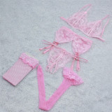 4pcs Babydoll Sexy Lingerie Set Open Bra Panties Garters Net Stockings Erotic Baby Doll Women Sexy Costumes Underwear Lenceria