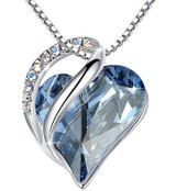 "Infinity Love Heart Pendant Necklace Made with Swarovski Crystals Birthstone Jewelry Gifts for Women, Silver-Tone, 18"+2", Presented by Miss New York