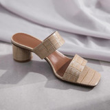 Women Crocodile Pattern Square Toe Retro Slippers