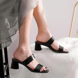 Women Crocodile Pattern Square Toe Retro Slippers