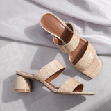 Women Crocodile Pattern Square Toe Retro Slippers