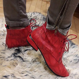 Women Casual Leather Pointed Toe Low  Heels Women's  Ankle Boots