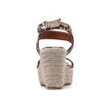 Women Snake Leather Buckle Wedges High Heel Sandals