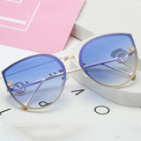 New Luxury Cat Eye Mirror Vintage Rimless Sunglasses