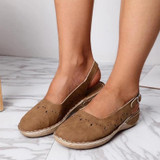 Women Sewing Cut-Out Buckle Platform Casual Shoes