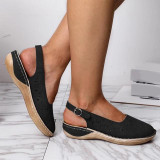 Women Sewing Cut-Out Buckle Platform Casual Shoes