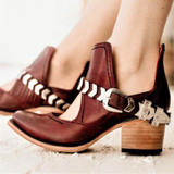 Women Fashion Flat Strap Buckle Western Ankle Boots