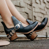 Women Fashion Flat Strap Buckle Western Ankle Boots